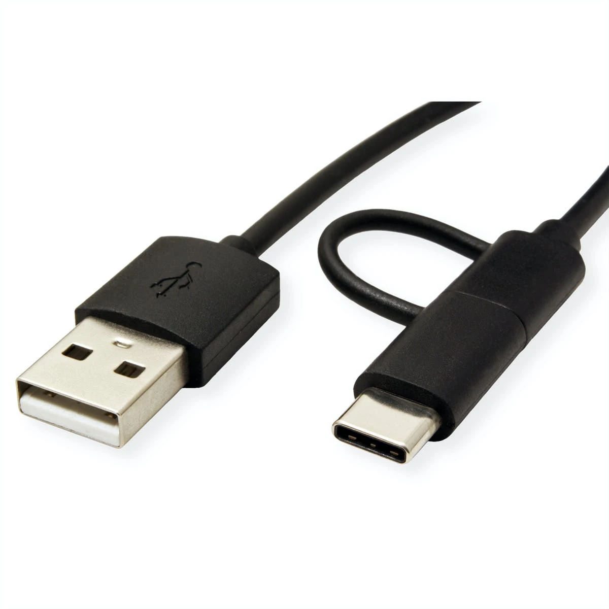 ROLINE USB 2.0 Sync- & Ladekabel Typ A - Typ C / Micro B, Schwarz, 1 M 8 ROLINE USB 2.0 Sync- & Ladekabel Typ A - Typ C / Micro B, Schwarz, 1 M – Bild 6