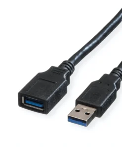 ROLINE USB 3.2 Gen 1 Kabel, Typ A-A, ST/BU, Schwarz, 0,8 M