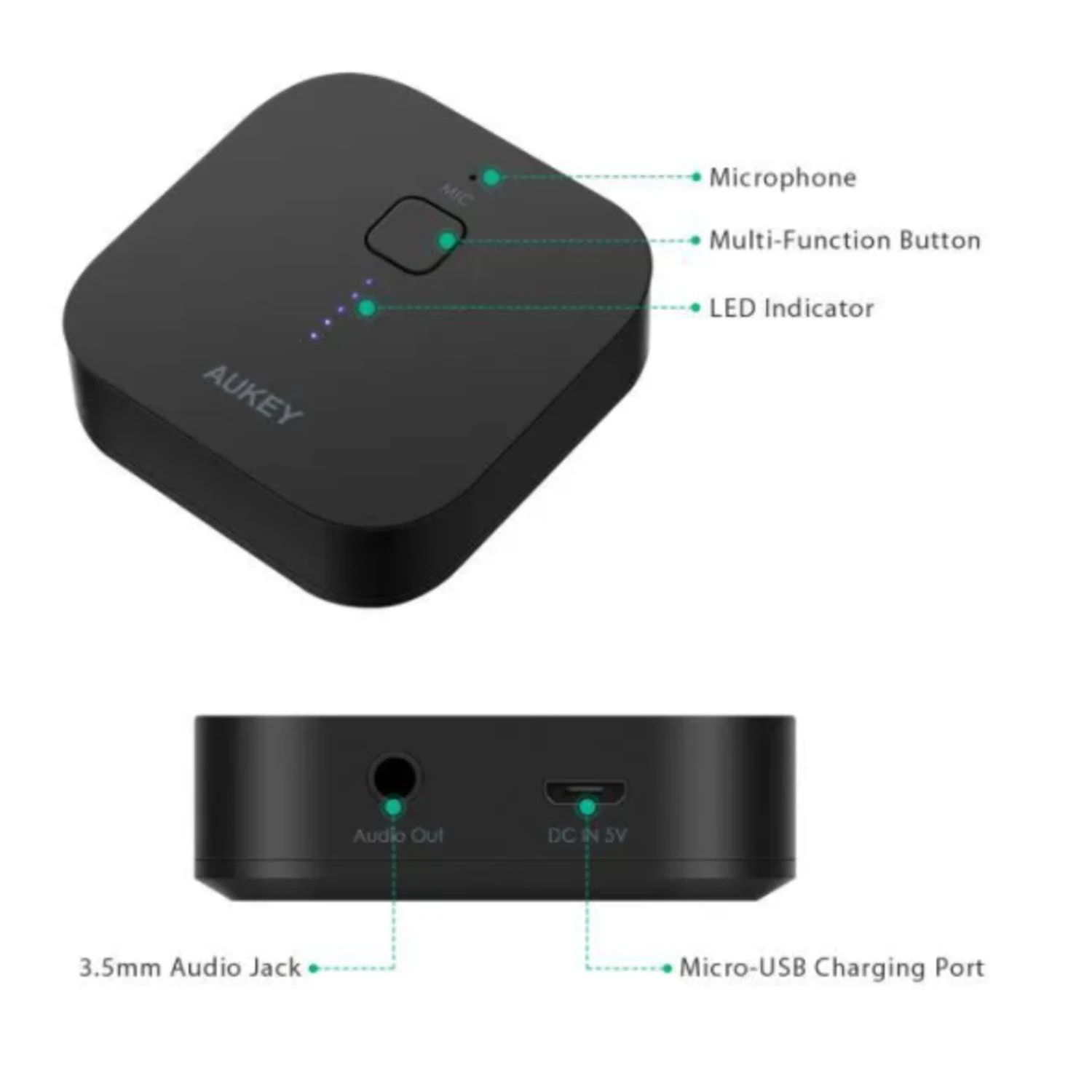 Null AUKEY BR-C1, Bluetooth 5.0 Sender Bluetooth Empfänger Und Sender Bluetooth Adapter Schwarz 5 Null AUKEY BR-C1, Bluetooth 5.0 Sender Bluetooth Empfänger Und Sender Bluetooth Adapter Schwarz – Bild 3