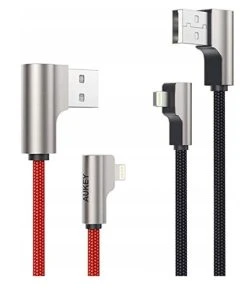 AUKEY-Shop 17 Null AUKEY CB-AL01 Satz USB-Nylonkabel - Lightning 2m 2 Stück 90-Grad-Stecker Apple MFi-Zertifikat