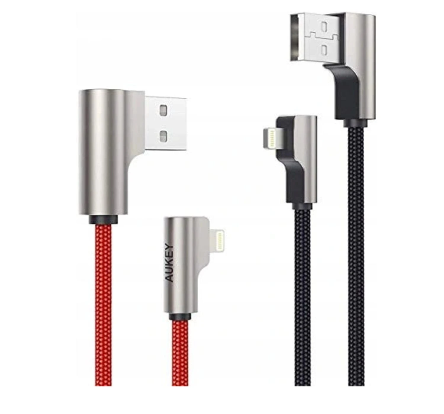 Null AUKEY CB-AL01 Satz USB-Nylonkabel - Lightning 2m 2 Stück 90-Grad-Stecker Apple MFi-Zertifikat 3 Null AUKEY CB-AL01 Satz USB-Nylonkabel - Lightning 2m 2 Stück 90-Grad-Stecker Apple MFi-Zertifikat