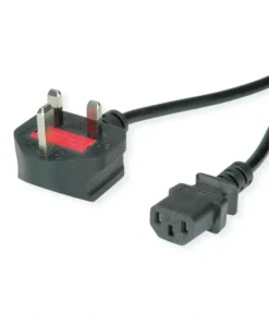 VALUE UK Netzkabel, Gerade IEC-Buchse, 10A, Schwarz, 1,95 M