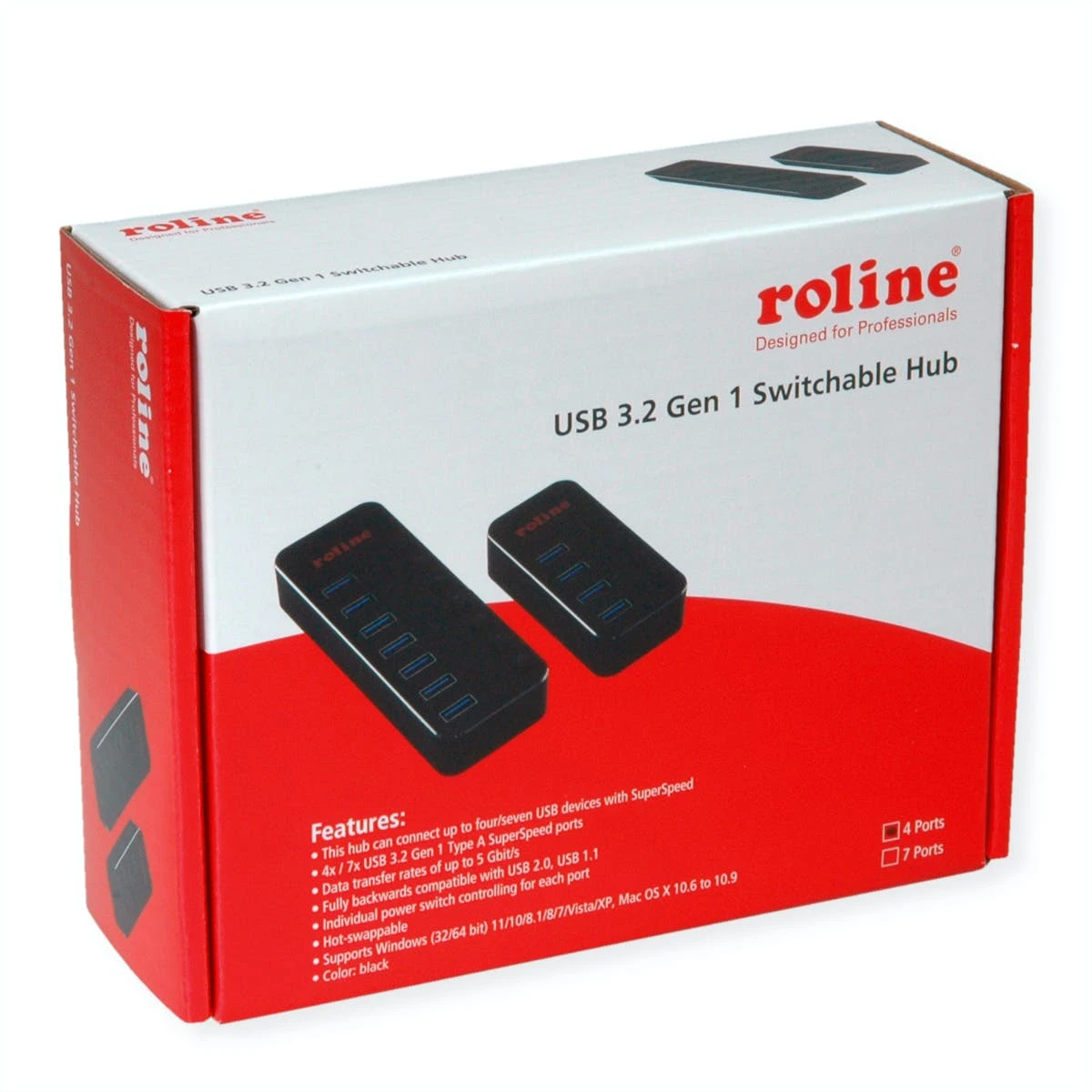 ROLINE USB 3.2 Gen 1 Notebook Hub, 4 Ports, Einzeln Schaltbar, Schwarz 9 ROLINE USB 3.2 Gen 1 Notebook Hub, 4 Ports, Einzeln Schaltbar, Schwarz – Bild 7