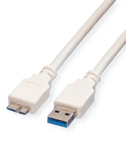 VALUE USB 3.2 Gen 1 Kabel, A ST - Micro B ST, Weiß, 0,8 M
