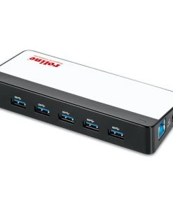 ROLINE USB 3.2 Gen 1 Hub "Black And White", 7 Ports, Mit Netzteil
