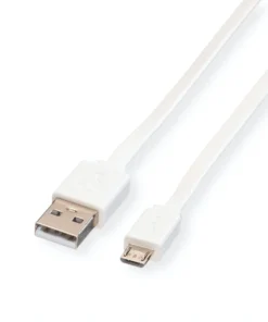 ROLINE USB 2.0 Kabel, USB A ST - Micro USB B ST, Weiß, 1 M