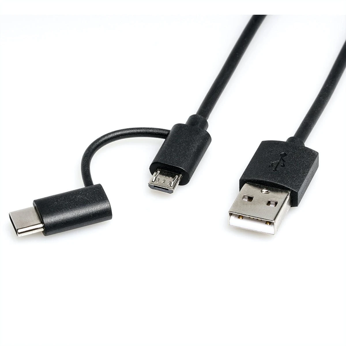 ROLINE USB 2.0 Sync- & Ladekabel Typ A - Typ C / Micro B, Schwarz, 1 M 3 ROLINE USB 2.0 Sync- & Ladekabel Typ A - Typ C / Micro B, Schwarz, 1 M