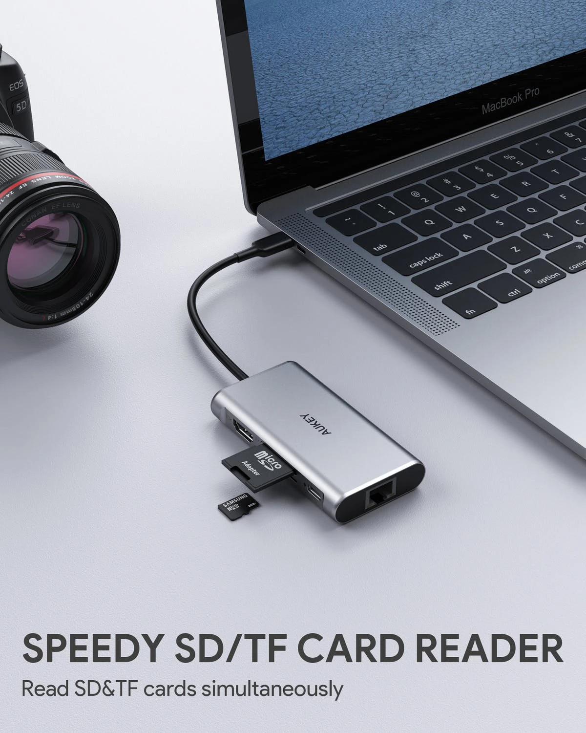 Null AUKEY CB-C91 8 In 1 USB C Hub Mit 4K HDMI, Gigabit Ethernet Port Silber, 1 USB Power Delivery-Ladeanschluss Und SD & Micro SD Kartensteckplätze. 8 Null AUKEY CB-C91 8 In 1 USB C Hub Mit 4K HDMI, Gigabit Ethernet Port Silber, 1 USB Power Delivery-Ladeanschluss Und SD & Micro SD Kartensteckplätze. – Bild 7