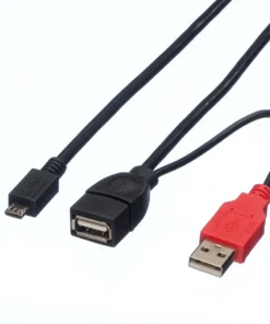 ROLINE USB 2.0 Y-Kabel, 2x Typ A (ST / BU) - Micro B ST, 1m